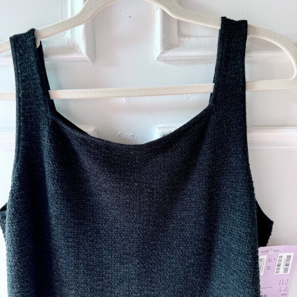Eileen Fisher Charcoal Gray Square Neck Tank Large Merino Wool Hong Kong Made - Picture 2 of 9